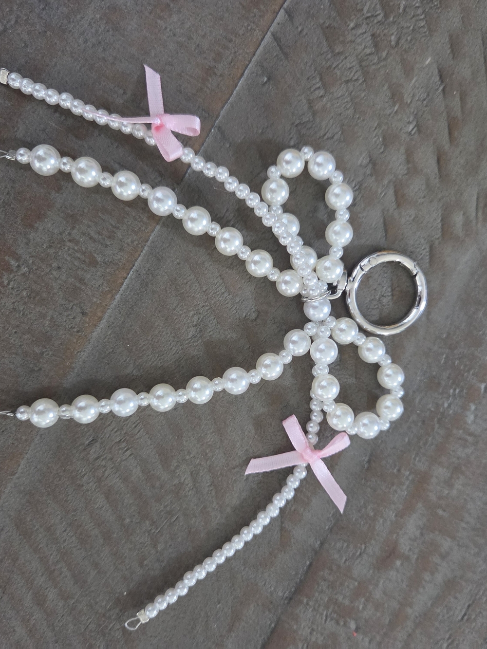Pink Pearl Bow Charm Bag Accessory - Picture 5 of 5